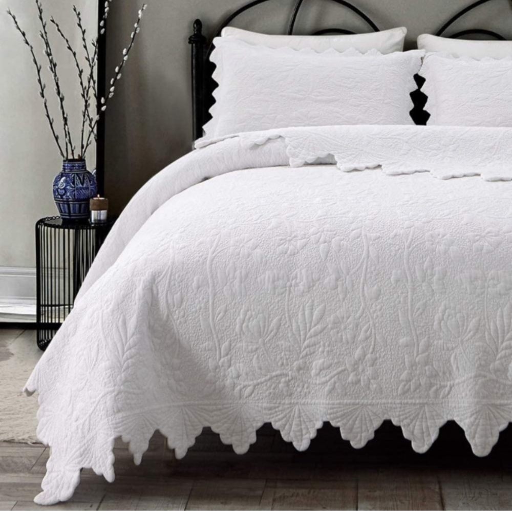 Bedding Set Grey Quilt Set Queen Size 100% Cotton - Picture 1 of 6